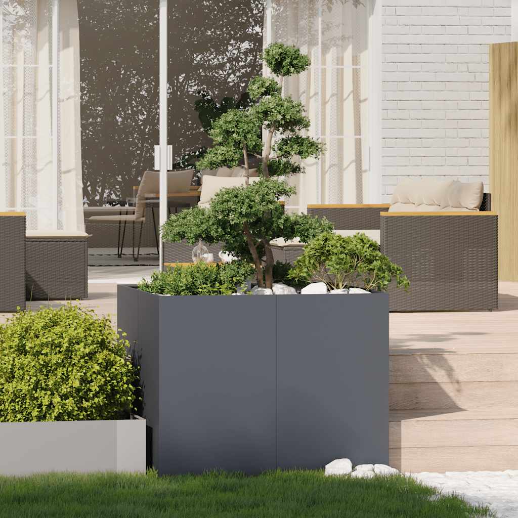 vidaXL Ζαρντινιέρα Ανθρακί 100x100x80 εκ. από Χάλυβα - Image 3