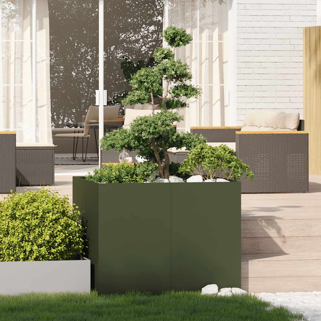 vidaXL Ζαρντινιέρα Λαδί 100x100x80 εκ. από Χάλυβα - Image 3