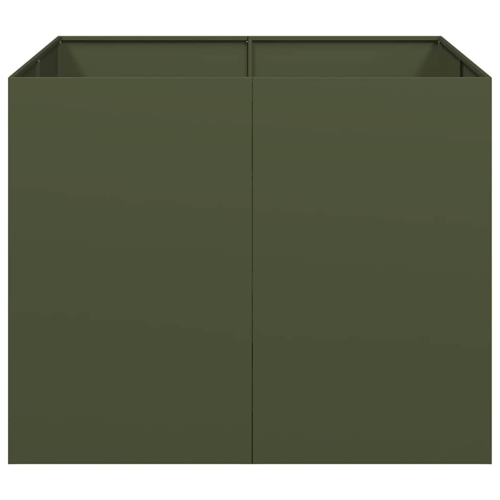 vidaXL Ζαρντινιέρα Λαδί 100x100x80 εκ. από Χάλυβα - Image 4