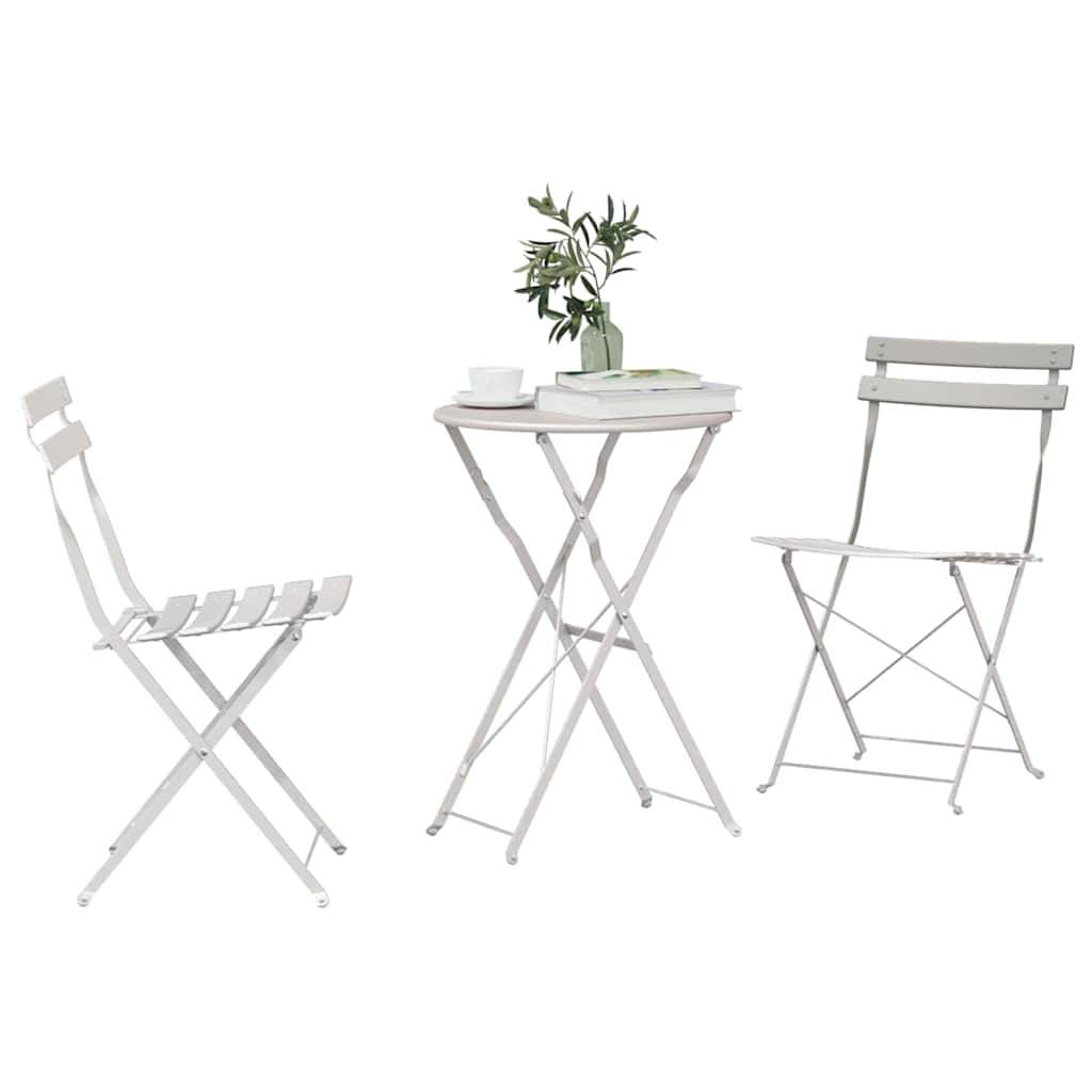 vidaXL Φορητό Σετ Μπιζερί 3 τμχ. Μπεζ Ατσάλι - Image 3