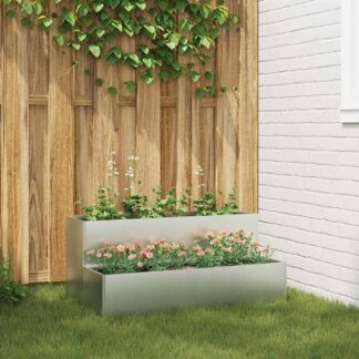 vidaXL Γλάστρα Κήπου Ασημί 100 x 60 x 45 εκ Επικαλυμμένος Χάλυβας