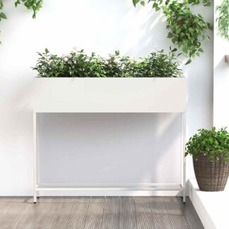 vidaXL Υψωμένη Γλάστρα Κήπου Λευκό 100 x 26 x 82 εκ Ατσάλι
