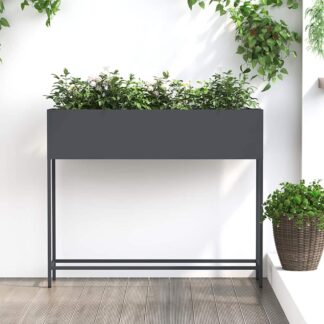 vidaXL Υψωμένη Γλάστρα Κήπου Ανθρακί 100 x 26 x 82 εκ Ατσάλι