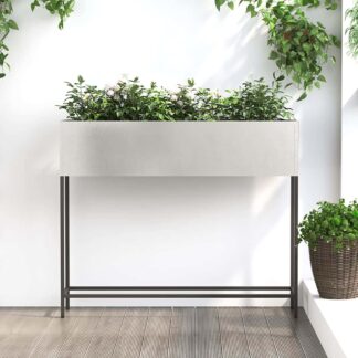 vidaXL Υψωμένη Γλάστρα Κήπου Ασημί 100 x 26 x 82 εκ Ανοξείδωτο ατσάλι