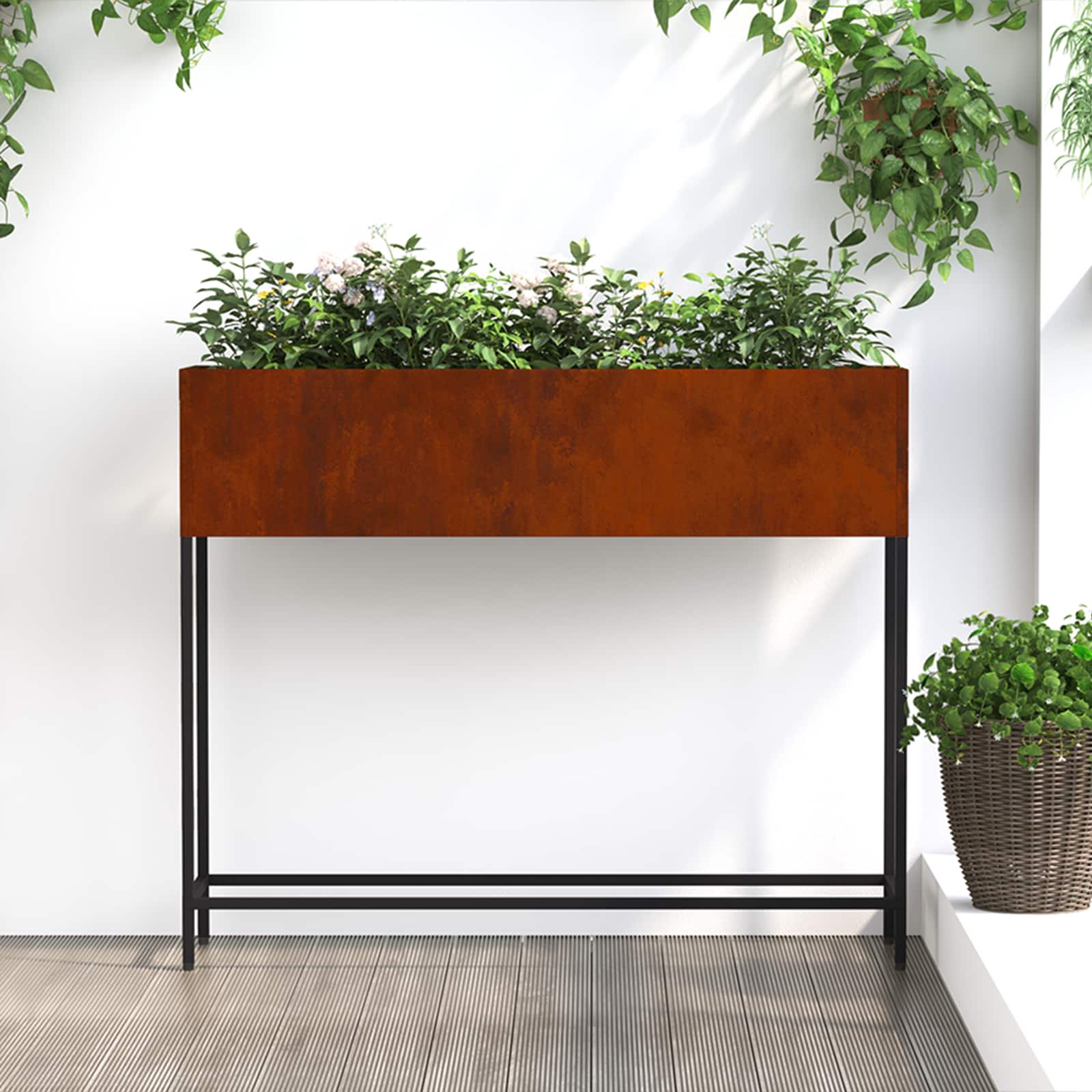 vidaXL Υψωμένη Γλάστρα Κήπου Σκ rusty 100 x 26 x 82 εκ - Image 5