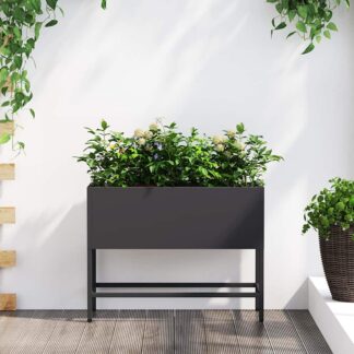 vidaXL Υψωμένη Γλάστρα Κήπου Μαύρο 60 x 26 x 45 εκ Ατσάλι