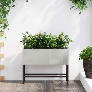 vidaXL Υψωμένη Γλάστρα Κήπου Ασημί 60 x 26 x 45 εκ Ανοξείδωτο ατσάλι