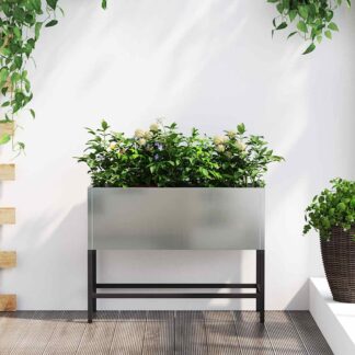 vidaXL Υψωμένη Γλάστρα Κήπου Ασημί 60 x 26 x 45 εκ