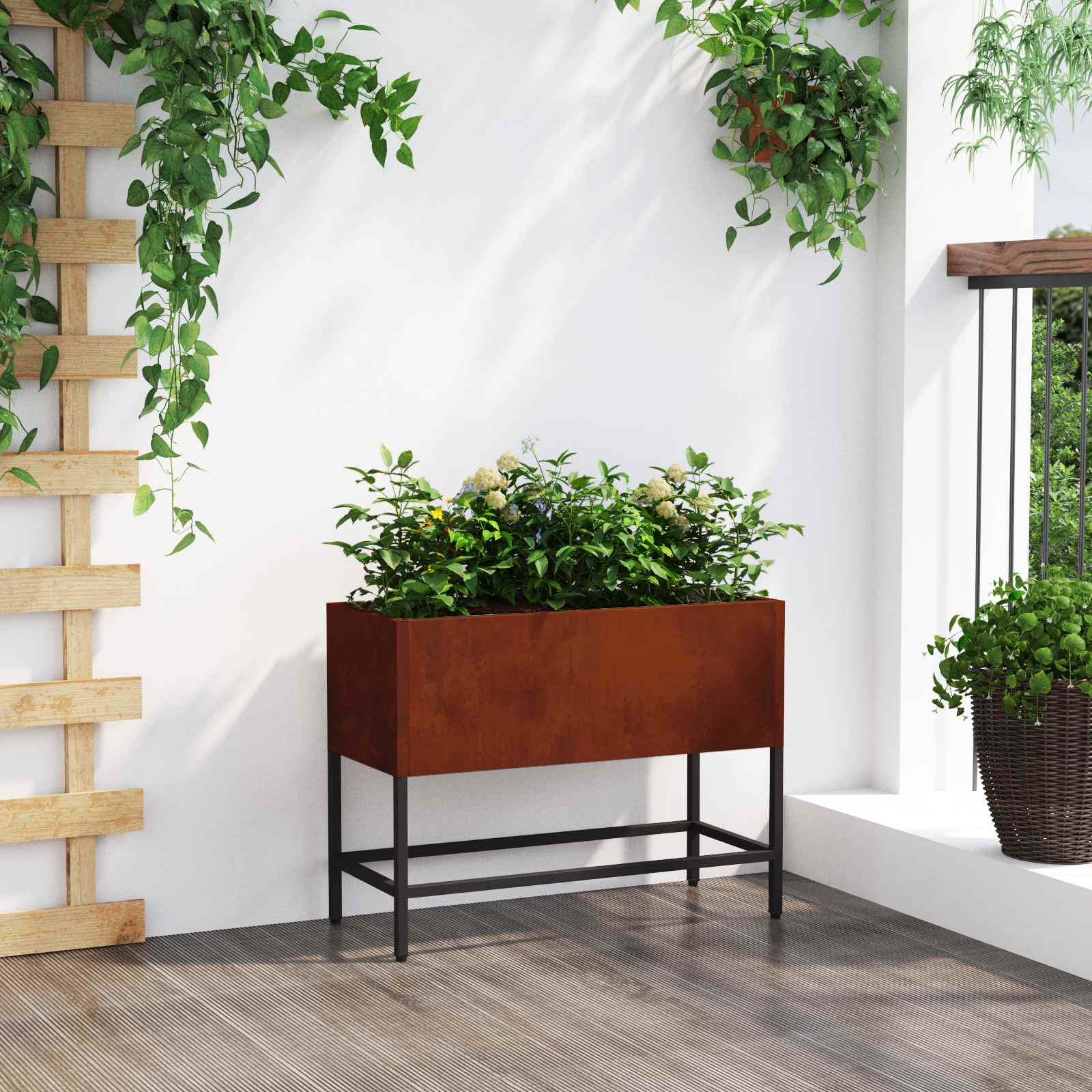 vidaXL Υψωμένη Γλάστρα Κήπου Σκ rusty 60 x 26 x 45 εκ - Image 4