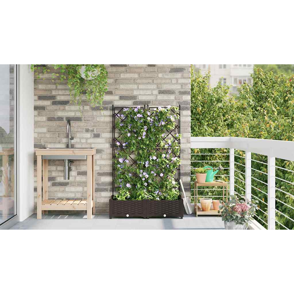 vidaXL Γλάστρα Κήπου 2 τμχ. Καφέ 80 x 40 x 125,5 εκ. PP - Image 4