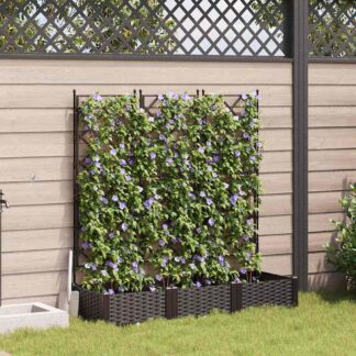 vidaXL Γλάστρα Κήπου 3 τμχ. Καφέ 120 x 40 x 125,5 εκ. PP