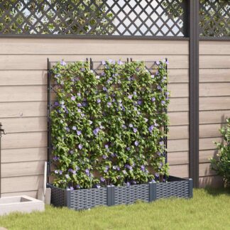 vidaXL Γλάστρα Κήπου 3 τμχ. Γκρι 120 x 40 x 125,5 εκ. PP