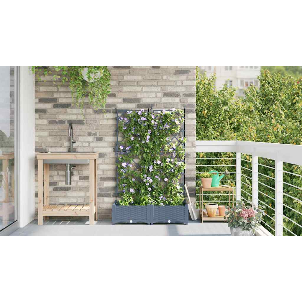 vidaXL Γλάστρα Κήπου 2 τμχ. Ανοιχτό Γκρι 80 x 40 x 125,5 εκ. PP - Image 4
