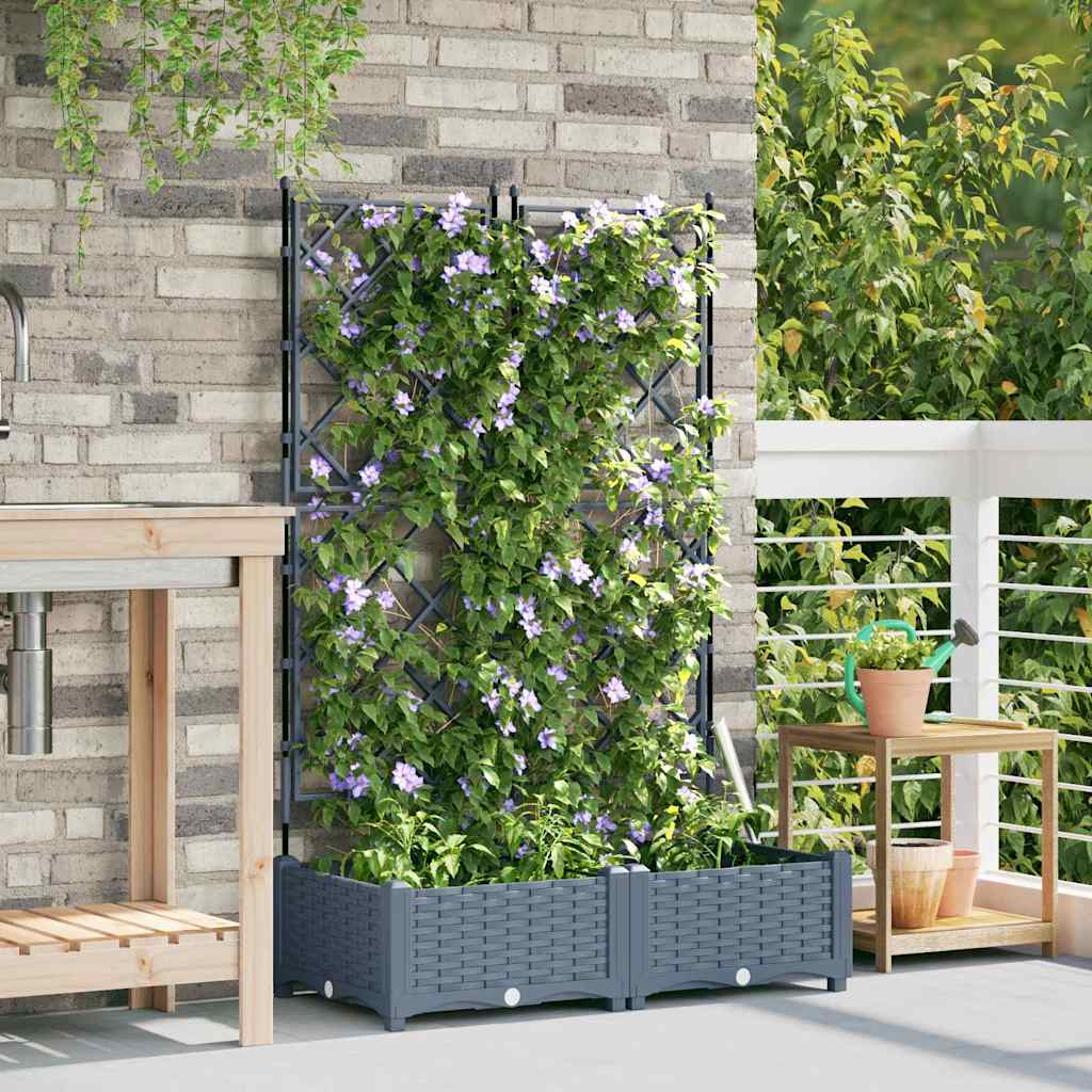 vidaXL Γλάστρα Κήπου 2 τμχ. Ανοιχτό Γκρι 80 x 40 x 125,5 εκ. PP - Image 3