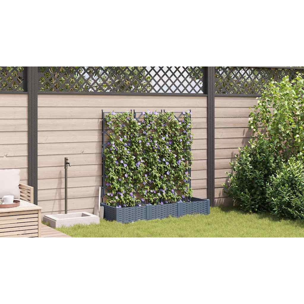 vidaXL Γλάστρα Κήπου 3 τμχ. Ανοιχτό Γκρι 120 x 40 x 125,5 εκ. PP - Image 4
