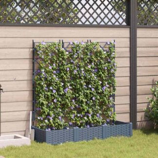 vidaXL Γλάστρα Κήπου 3 τμχ. Ανοιχτό Γκρι 120 x 40 x 125,5 εκ. PP