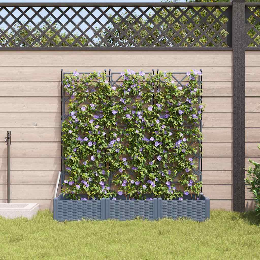 vidaXL Γλάστρα Κήπου 3 τμχ. Ανοιχτό Γκρι 120 x 40 x 125,5 εκ. PP - Image 3