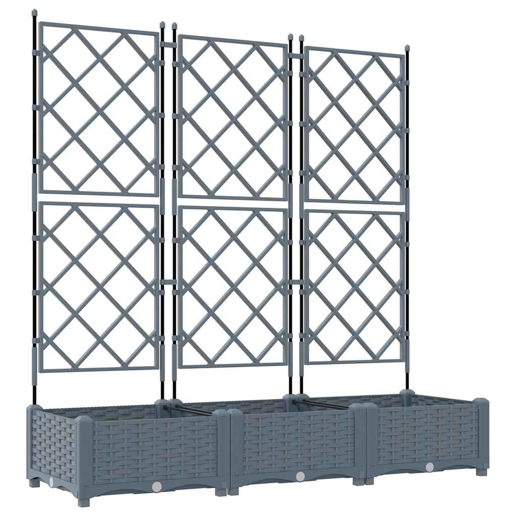 vidaXL Γλάστρα Κήπου 3 τμχ. Ανοιχτό Γκρι 120 x 40 x 125,5 εκ. PP - Image 2