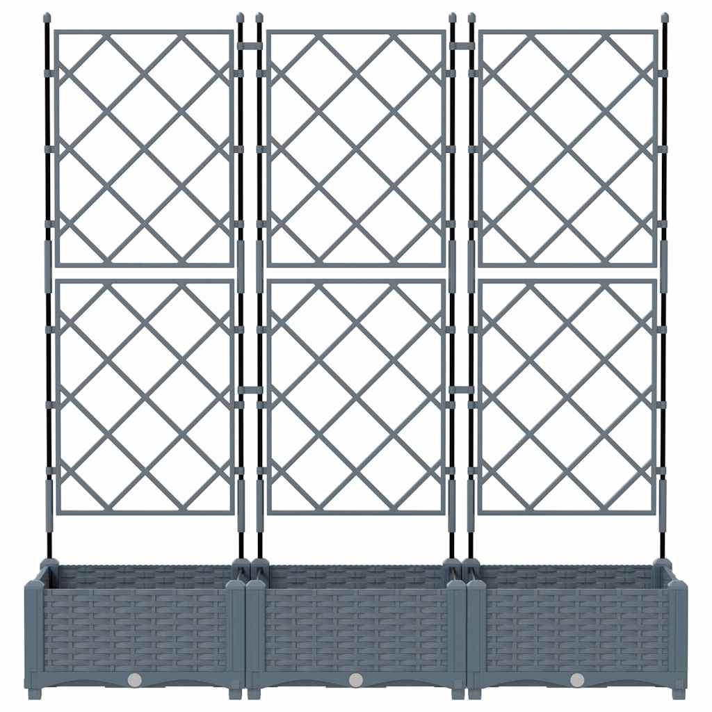 vidaXL Γλάστρα Κήπου 3 τμχ. Ανοιχτό Γκρι 120 x 40 x 125,5 εκ. PP - Image 5