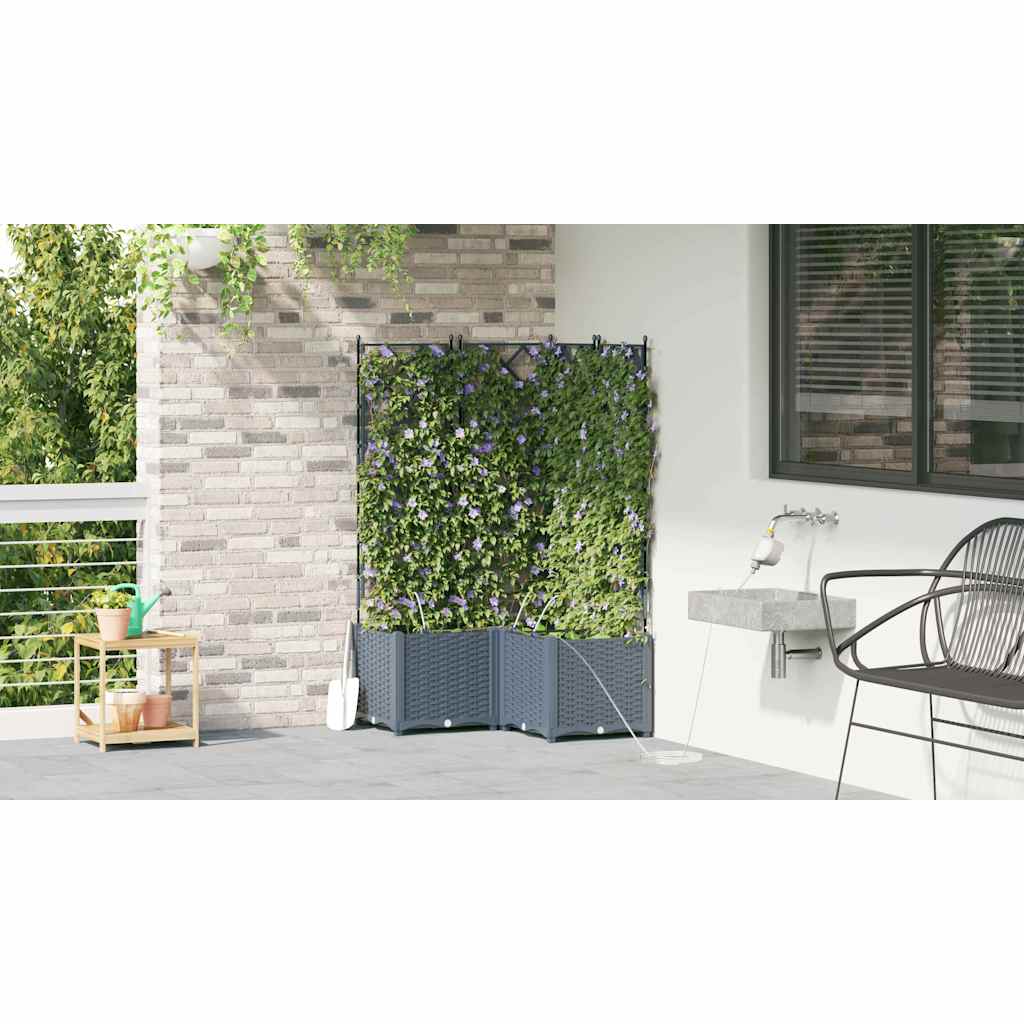 vidaXL Γλάστρα Κήπου 3 τμχ. Ανοιχτό Γκρι 80 x 80 x 142 cm PP - Image 4