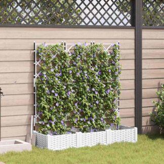 vidaXL Γλάστρα Κήπου 3 τμχ. Λευκό 120 x 40 x 125,5 εκ. PP