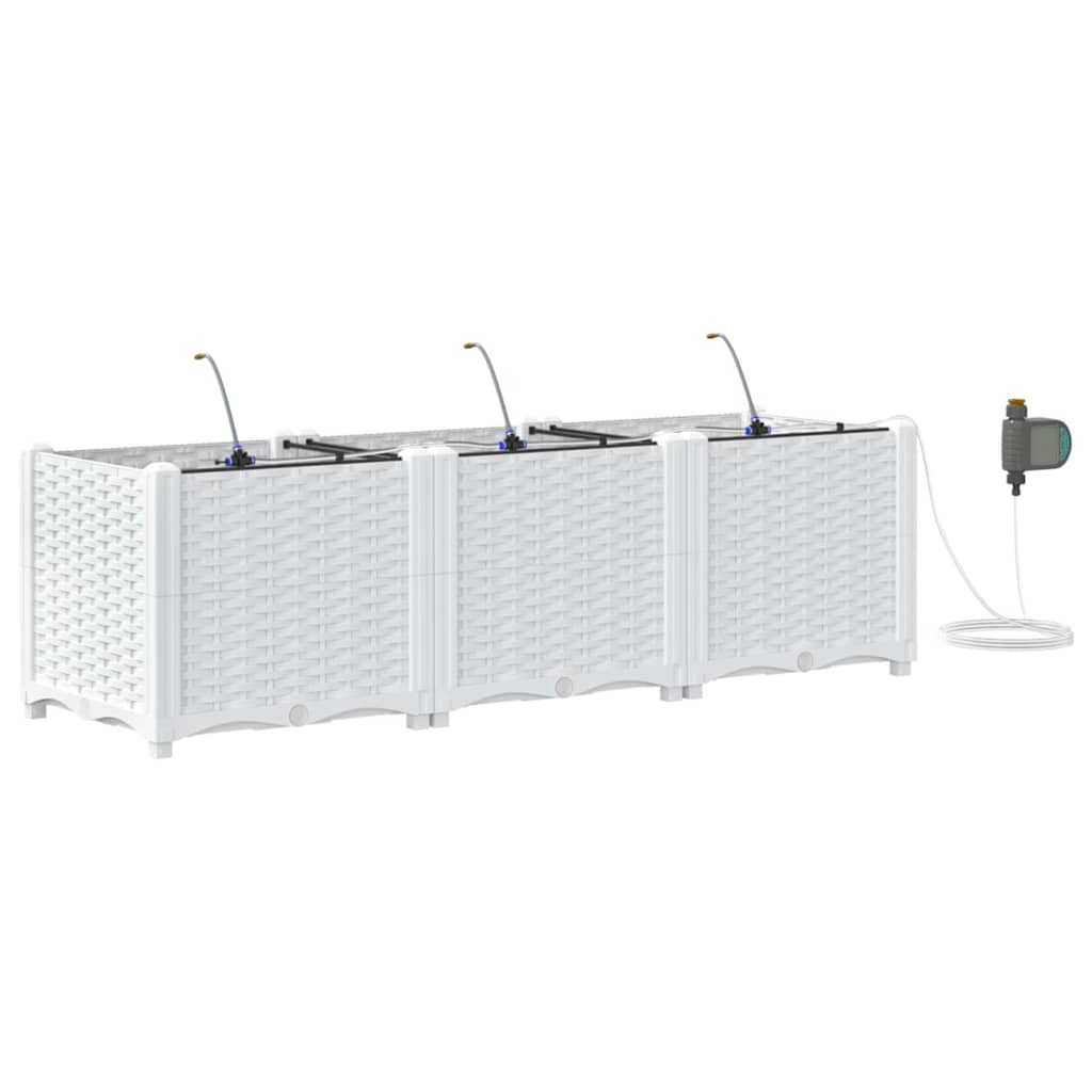 vidaXL Γλάστρα Κήπου 3 τμχ. Λευκό 120 x 40 x 37,5 cm PP - Image 2