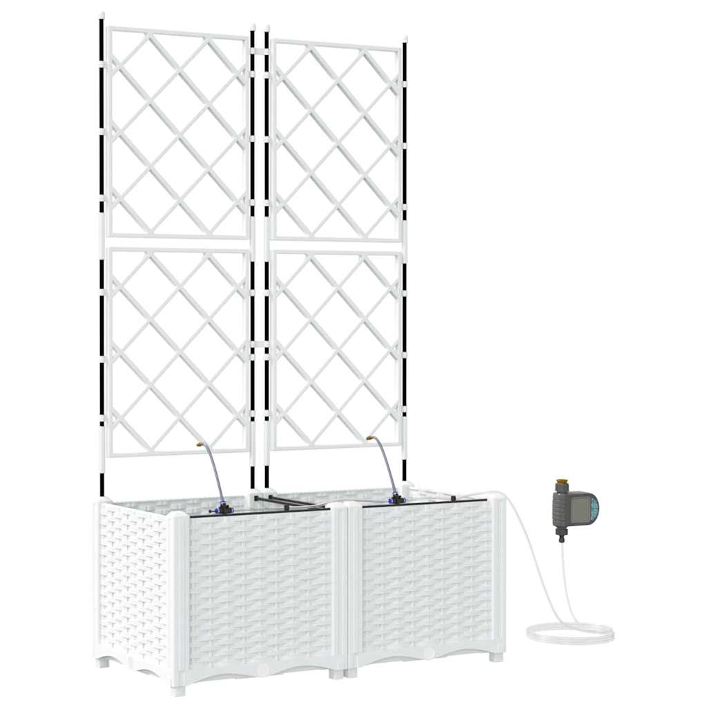 vidaXL Γλάστρα Κήπου 2 τμχ. Λευκό 80 x 40 x 142 cm PP - Image 2
