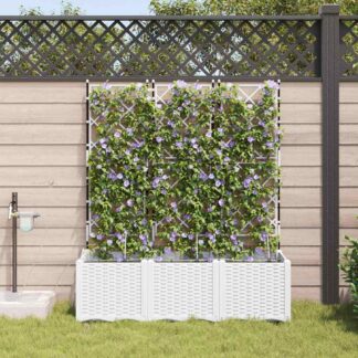 vidaXL Γλάστρα Κήπου 3 τμχ. Λευκό 120 x 40 x 142 cm PP