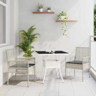 vidaXL Σέτ φαγητού για κήπο 3 τμχ. Ανοιχτό γκρι συνθετικό ρατάν