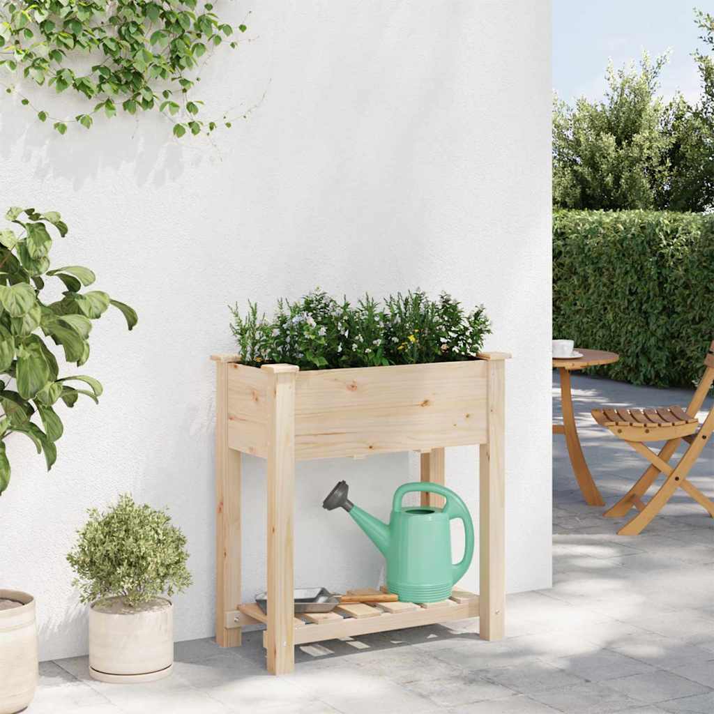 vidaXL Γλάστρα Κήπου Μπεζ 71 x 37 x 76,5 εκ Στερεό Ξύλο Πεύκου - Image 4