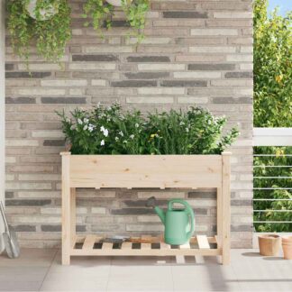 vidaXL Γλάστρα Κήπου Μπεζ 115 x 59 x 76,5 εκ Στερεό Ξύλο Πεύκου