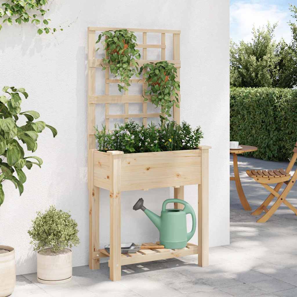 vidaXL Γλάστρα Κήπου Μπεζ 71 x 38 x 152 εκ. Στερεό Ξύλο Πεύκου - Image 4