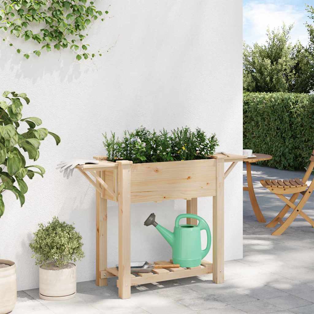 vidaXL Γλάστρα Κήπου Μπεζ 111 x 37 x 76,5 εκ. Στερεό Ξύλο Πεύκου - Image 4