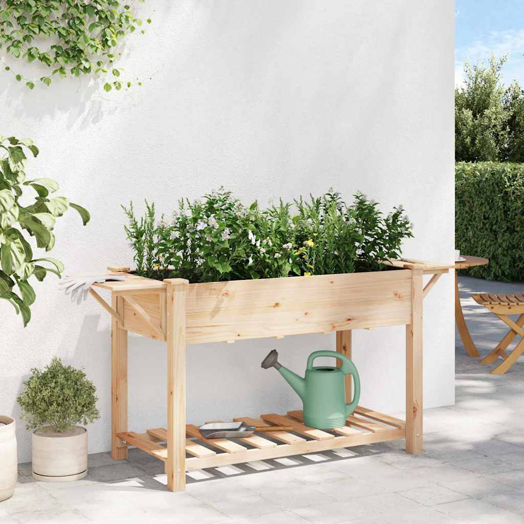 vidaXL Γλάστρα Κήπου Μπεζ 155 x 59 x 76,5 εκ. Στερεό Ξύλο Πεύκου - Image 4