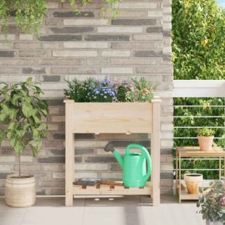 vidaXL Γλάστρα Κήπου Μπεζ 71 x 37 x 76,5 εκ Στερεό Ξύλο Πεύκου