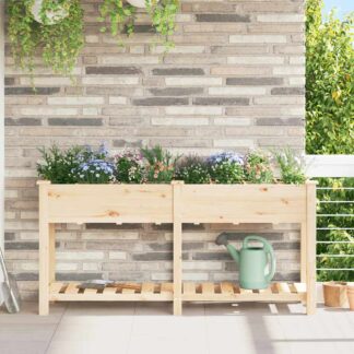 vidaXL Γλάστρα Κήπου Μπεζ 161,5 x 45 x 76,5 εκ. Στερεό Ξύλο Πεύκου