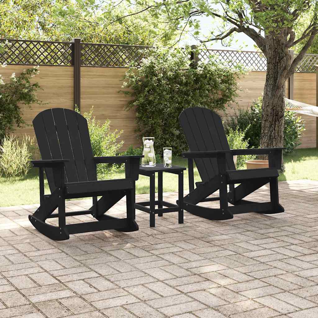 vidaXL Καρέκλες Ροκάντας Adirondack 2 τμχ. Μαύρο HDPE - Image 3