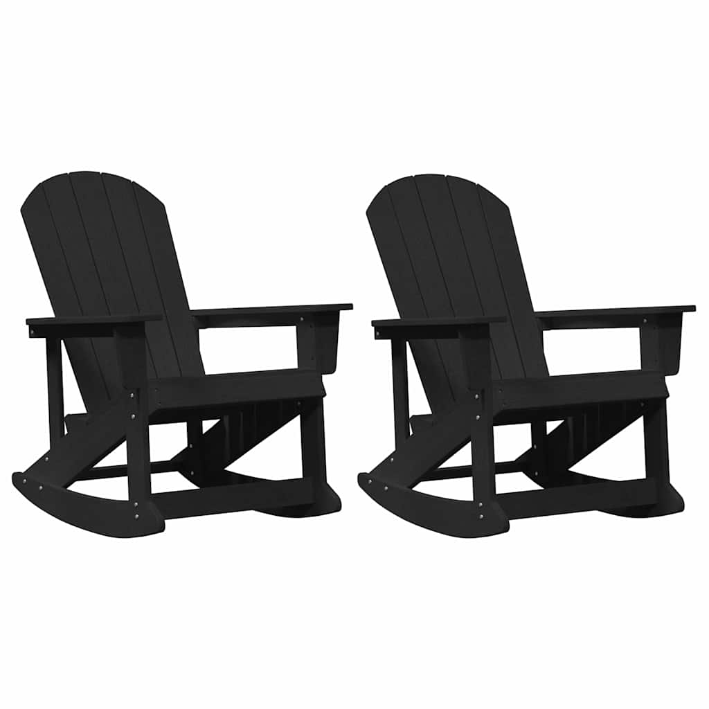 vidaXL Καρέκλες Ροκάντας Adirondack 2 τμχ. Μαύρο HDPE - Image 2