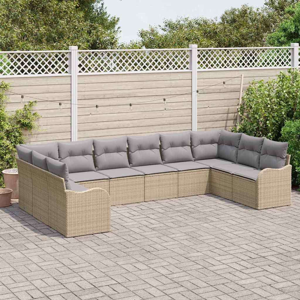 vidaXL Σετ Καναπέ Κήπου Μπεζ 344 x 177,5 x 85 εκ συνθετικό ρατάν - Image 3
