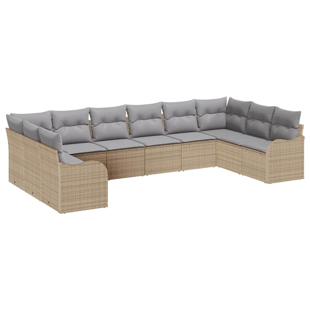 vidaXL Σετ Καναπέ Κήπου Μπεζ 344 x 177,5 x 85 εκ συνθετικό ρατάν - Image 2