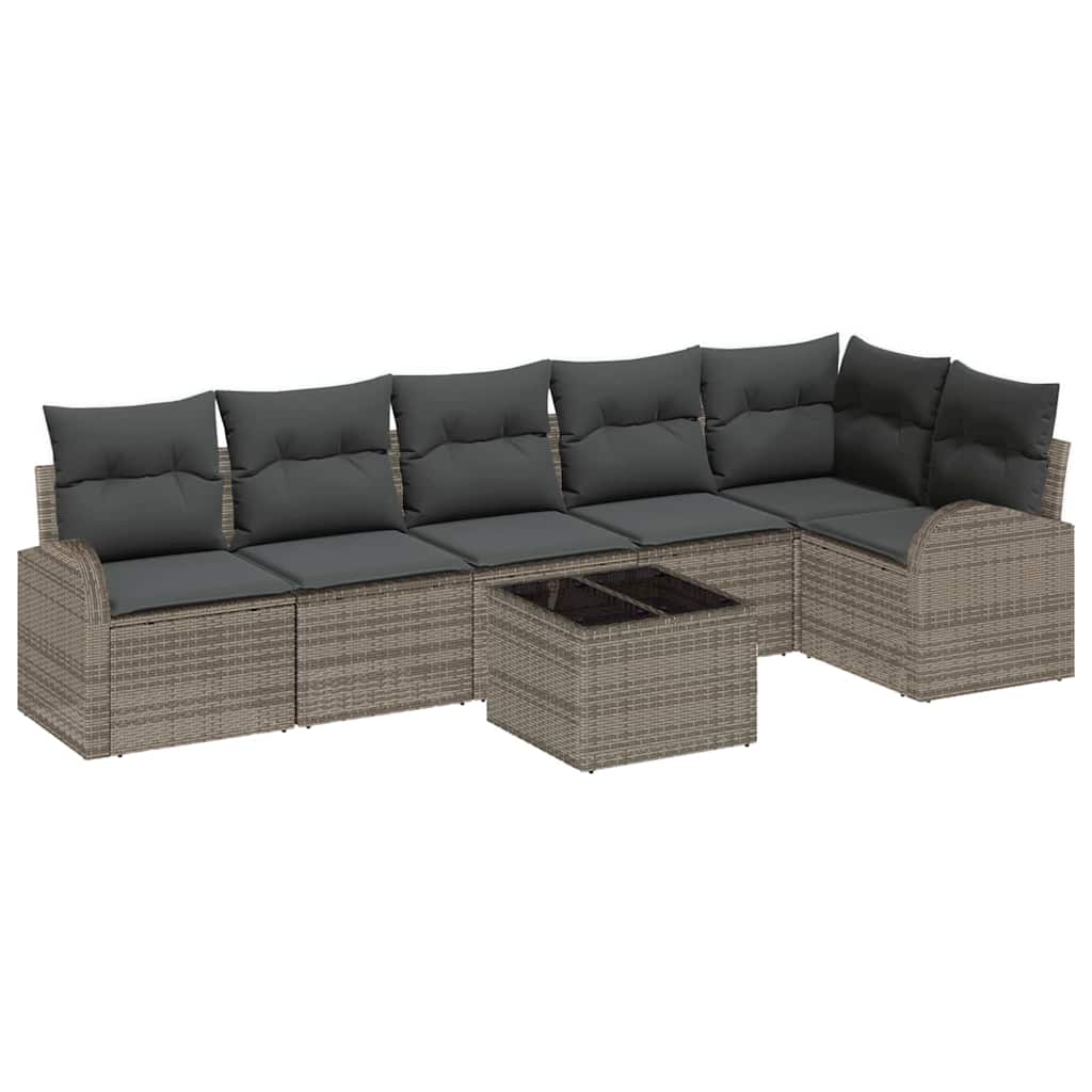 vidaXL Σετ Καναπέ Κήπου με μαξιλάρι 7 pcs Γκρι Πολυ ράταν - Image 2