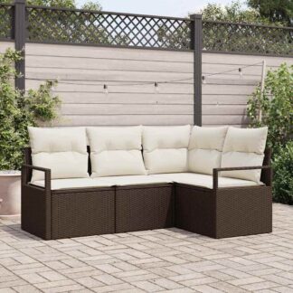 vidaXL Σετ Καναπέ 4 pcs Καφέ συνθετικό ρατάν