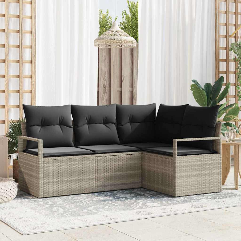 vidaXL Σετ Καναπέ 4 pcs Ανοιχτό γκρι συνθετικό ρατάν