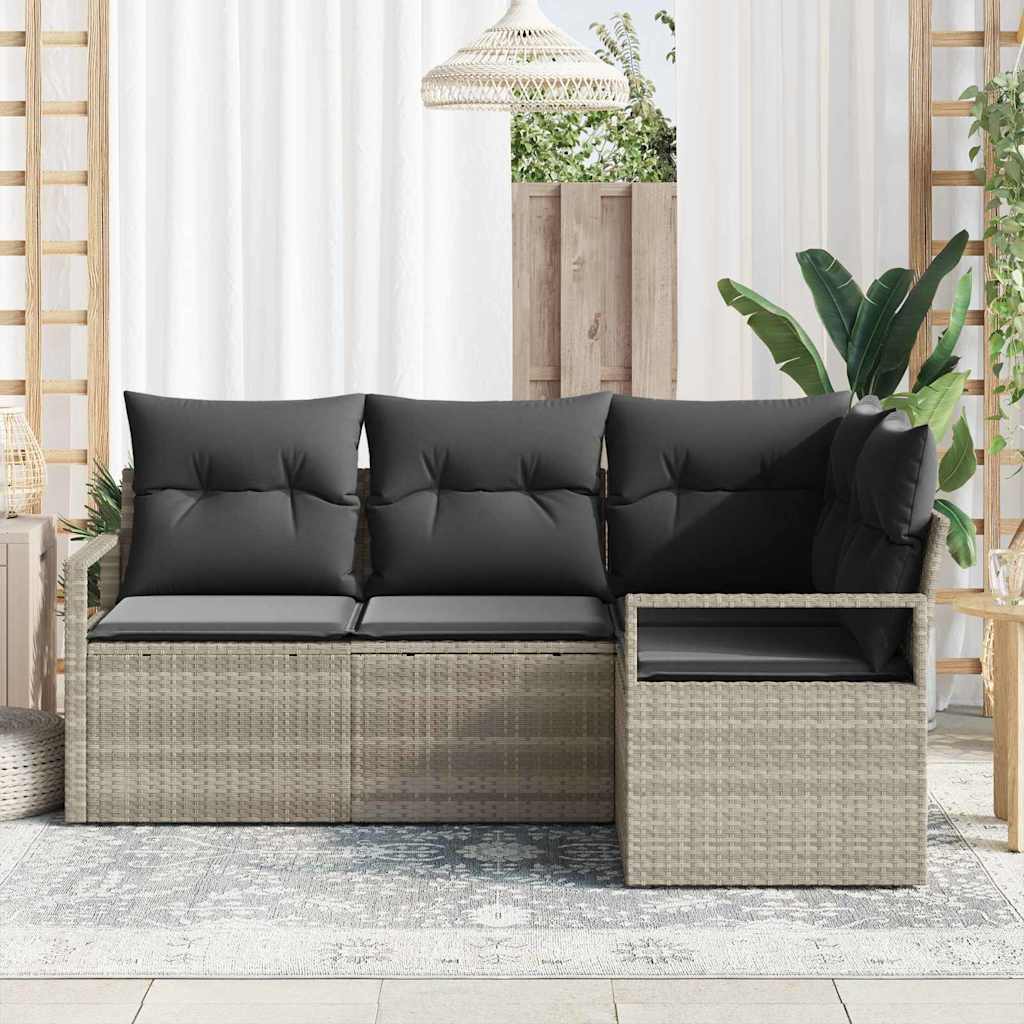 vidaXL Σετ Καναπέ 4 pcs Ανοιχτό γκρι συνθετικό ρατάν - Image 3