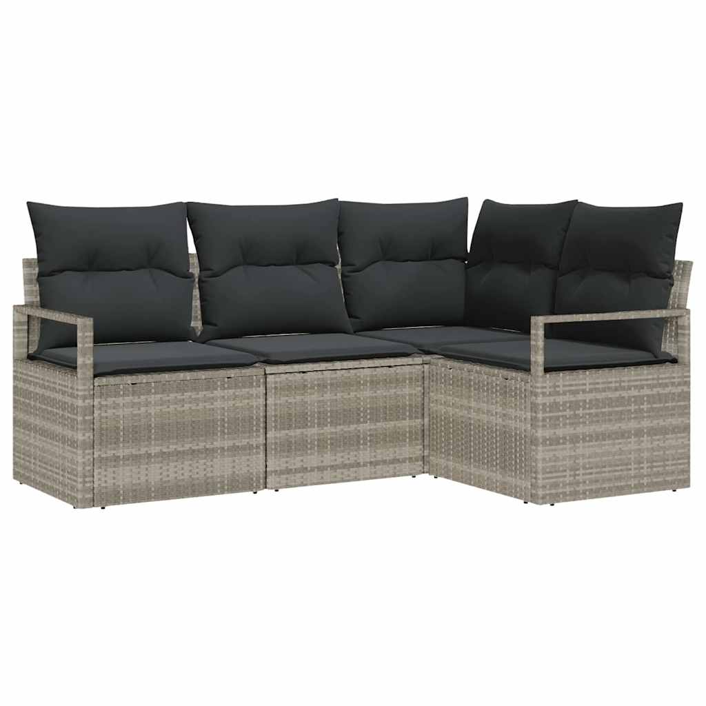 vidaXL Σετ Καναπέ 4 pcs Ανοιχτό γκρι συνθετικό ρατάν - Image 2