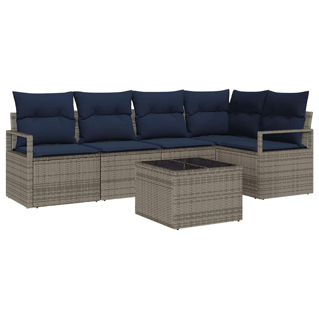 vidaXL Σετ Καναπέ 6 pcs Γκρι συνθετικό ρατάν - Image 2