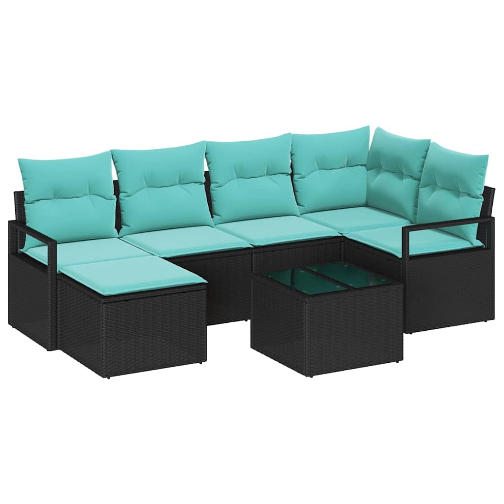vidaXL Σετ Καναπέ 7 τμχ. Μαύρο συνθετικό ρατάν - Image 2