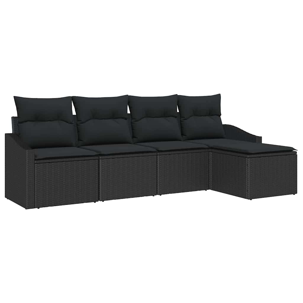 vidaXL Σετ Καναπέ 5 τμχ. Μαύρο συνθετικό ρατάν - Image 2
