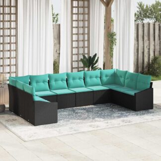 vidaXL Σετ Καναπέ 10 τμχ. Μαύρο συνθετικό ρατάν