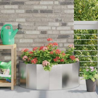 vidaXL Γλάστρα Ασημί 90 x 45 x 35 cm Ανοξείδωτο ατσάλι